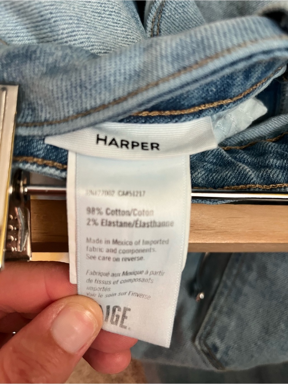 Paige Light Wash Wide Leg Women's Jeans - Harper Classic High-Rise - Picture 4 of 6